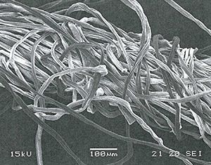 The surface of open-end yarn x150